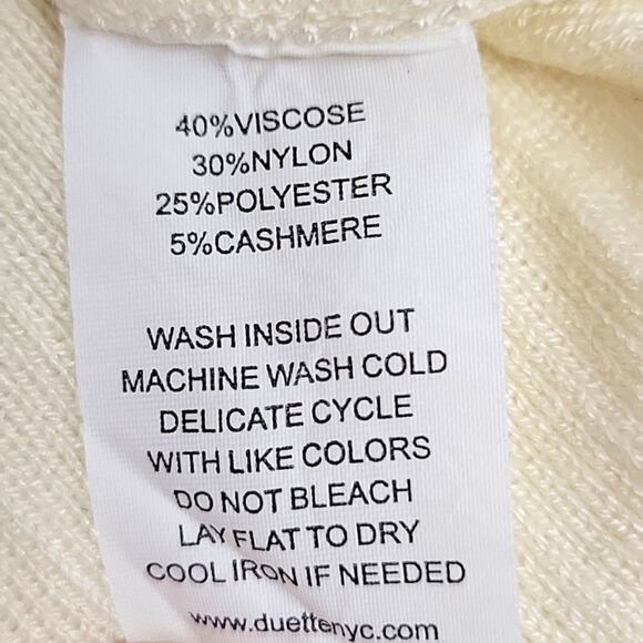 Duette NYC Cream w/Black Trimmed Collar Sweater Short Sleeved V-Neck Size XXS - Picture 8 of 8